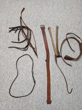 11PC LOT vintage HORSE BRIDLE leather bits and pieces EQUESTRIAN saddlery belts
