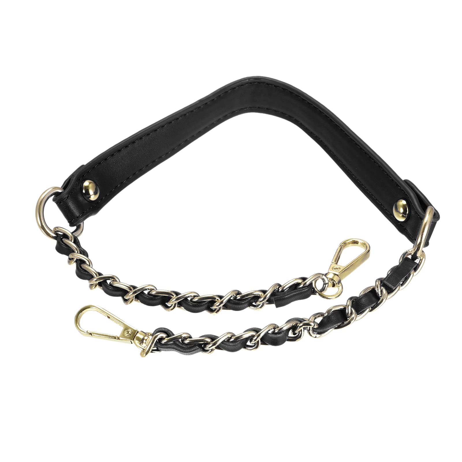 "UXcell Leather Iron Flat Chain Strap, 24\" 2Pcs Handbag 24\", Black, Gold"