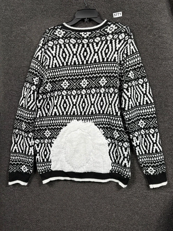 Holiday Time Sweater Mens Large Black White Llama Sunglasses Ugly Christmas - Image 2 of 4
