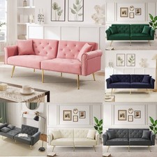 Modern 2-Sitzer Schlafsofa mit Kissen Wohnzimmer Polstersofa Couch Fernsehsessel