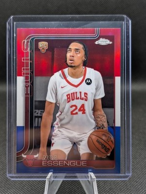 2025-26 Topps Chrome Red White and Blue - Noa Essengue #262 (RC) Chicago Bulls