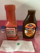 738-Pretend Plastic Bottles Of Great Value Maple Syrup Chili Sauce