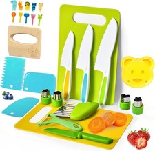 27 Pcs Montessori Kitchen Tools for Toddlers, Kids Knives for Real Cooking Safe