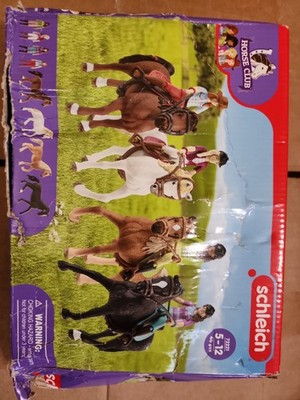 Schleich Horse Club 40 Piece Playset-Ride Out with 4 Horse/riders Distressed Box