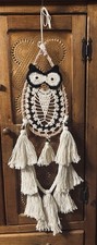 Handmade Crochet Woven Owl On Bent Wood Wall Hanging, 29  