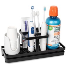 Toothbrush Holders Toothpaste Organizer Bathroom , Matte Black