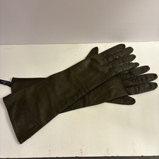 Vintage Women  s Brown Kid Leather Gloves. Size M  Unmarked. Length 15  