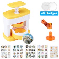 Badge Making Machine Kit 48 Patterns DIY Button Pin Maker w/ Cutter Magic Paper