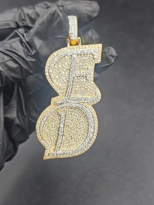 Customized Two Letter Pendant 14K Yellow Gold Plated 3.00Ct Round Cut Moissanite