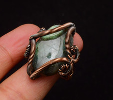 Labradorite Gemstone Copper Wire Wrapped Handmade Jewelry Ring Size 10