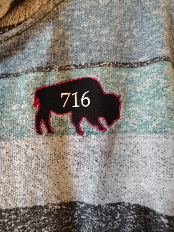 Burnside Buffalo 716 条纹连帽衫男式 L 码 — 第 2/4 张图片