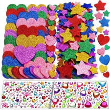 YGDZ Glitter Foam Stickers Set, Colorful Self Adhesive Stars Heart Gems Stick...