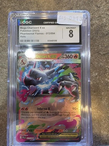 Mega Charizard X EX *CGC 8* Holo Rare *Phantasmal Flames* #13 *2025* Pokemon