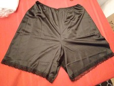 Panties Slip Shorts Pettipants Knickers Nylon L Black Lace Trim