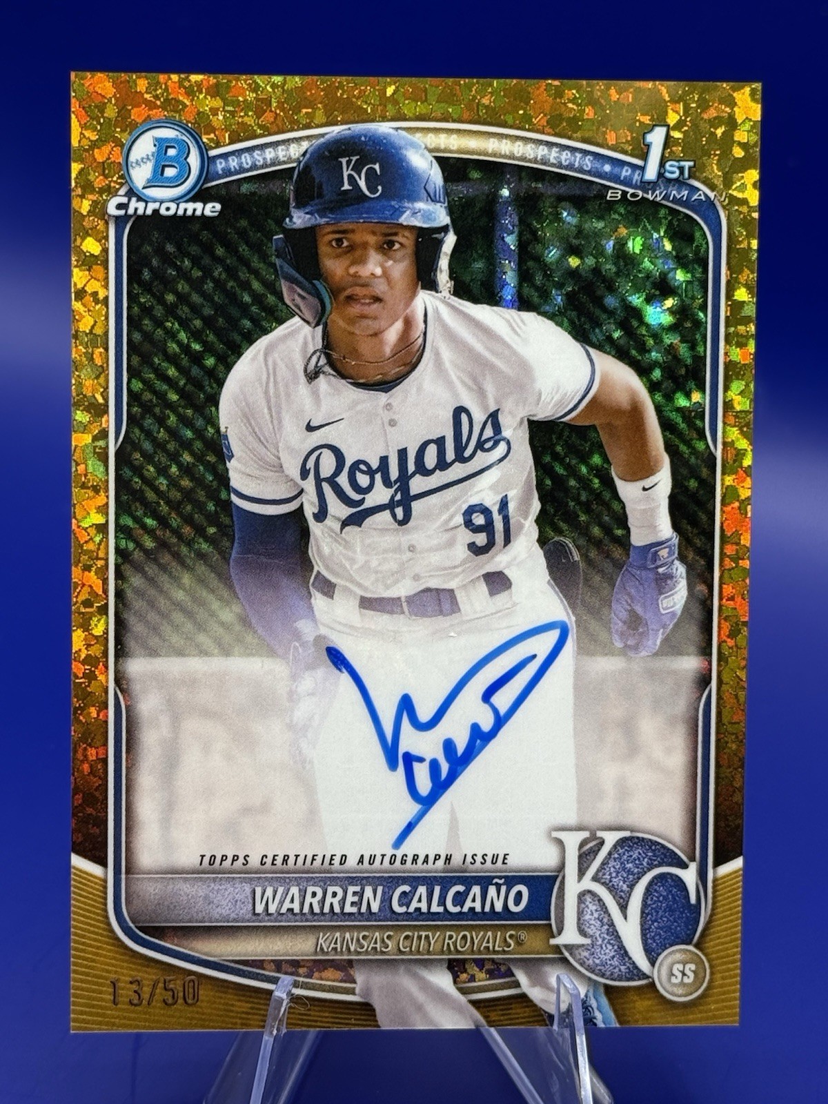 Warren Calcano /50 Auto Gold Mini Diamond CPA-WC 2025 1st Bowman Chrome AUTO