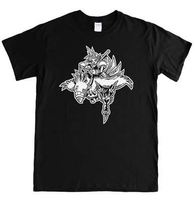 CLOUD ON CHOCOBO - Final Fantasy 7 T-Shirt, Racing, Black Gamer Tee FF7, S - 5XL