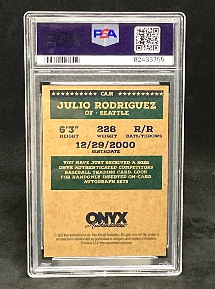 2023 Onyx Vintage Competitors - Autographs #CAJR Julio Rodriguez (AU, RC)PSA 10 - Image 2 of 2