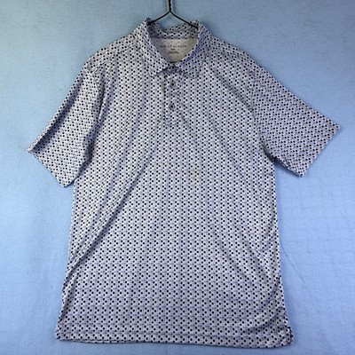 Age of Wisdom Polo Golf Shirt Blue/Grey Geometric MEN'S  Size M Performance 1002