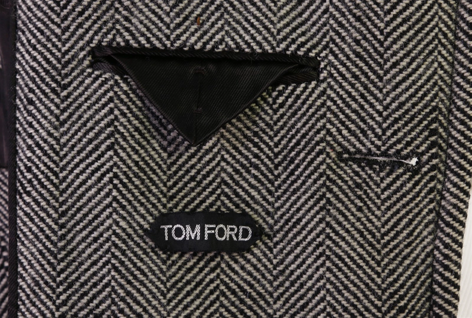 Tom Ford Black Tan Tweed Herringbone Wool Silk Double Breasted Overcoat 38 40 - product detail image 11