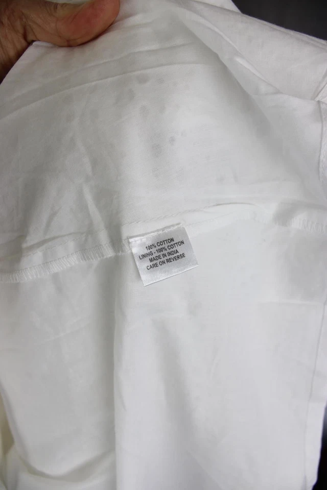 Vestido midi La Vie Style House nuevo con etiquetas para mujer blanco beige algodón ojales cuello falso L Foto 4 de 4