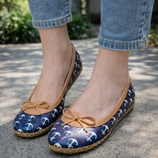 Sz 9 Western Chief Women's Nautical Rubber Sole Boat Deck Shoes Flats