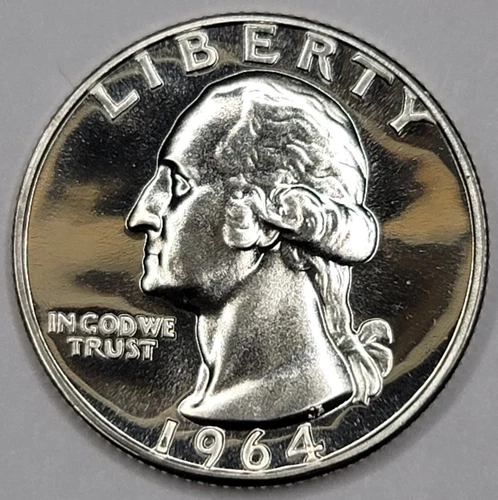 1964 Proof Cameo Washington Quarter 90% Silver