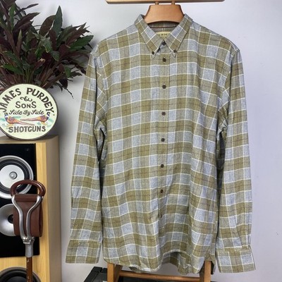 James Purdey 17.5  Brushed Cotton Flannel Long Sleeve Button Down Shirt