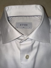 ETON MENS WHITE PREMIUM COTTON SLIM-FIT DRESS SHIRT SIZE 15/33 250