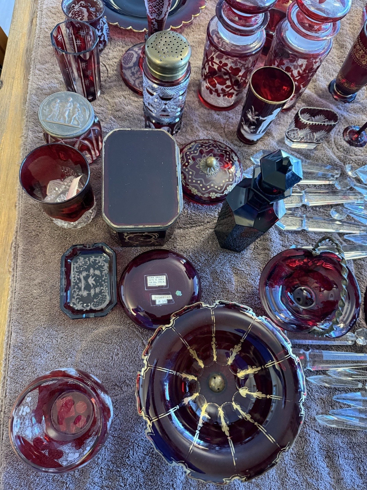 Bohemian Ruby Red 19 Century Glass Selling As a Group $400 | eBay