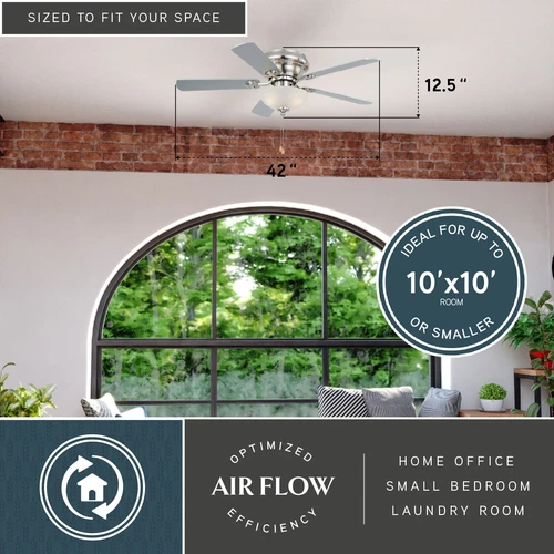 Vaxcel Expo 42 inch Flush Mount Satin Nickel Ceiling Fan with LED Light Kit - Picture 4 of 11