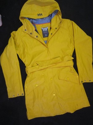 Helly Hansen ~ Hooded ~ Belted ~ Rain Coat ~ Yellow ~ Women's Sz M ~ NWOT!