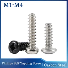 M1-M4 Cross Phillips Pan Round Head Flat Tail Self Tapping Screw Carbon Steel