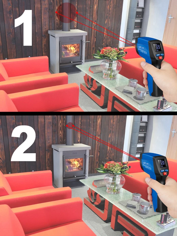 Profi Pyrometer Doppel Laser Infrarot Thermometer Temperaturmessgerät -50 760 °C - Bild 2 von 4