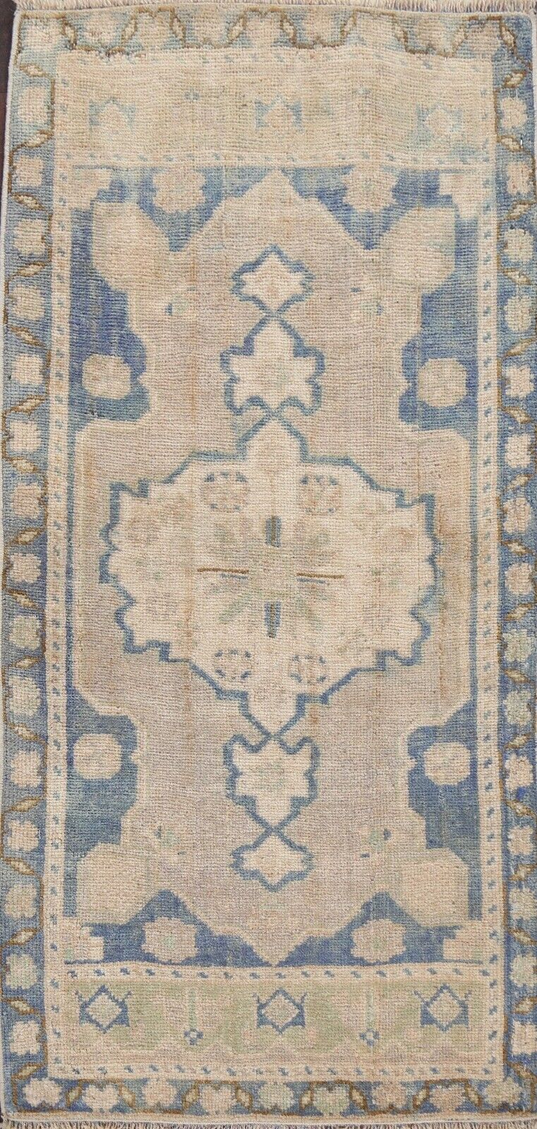 Vintage Geometric Oushak Turkish Oriental Area Rug Hand-knotted Wool Carpet 2x4