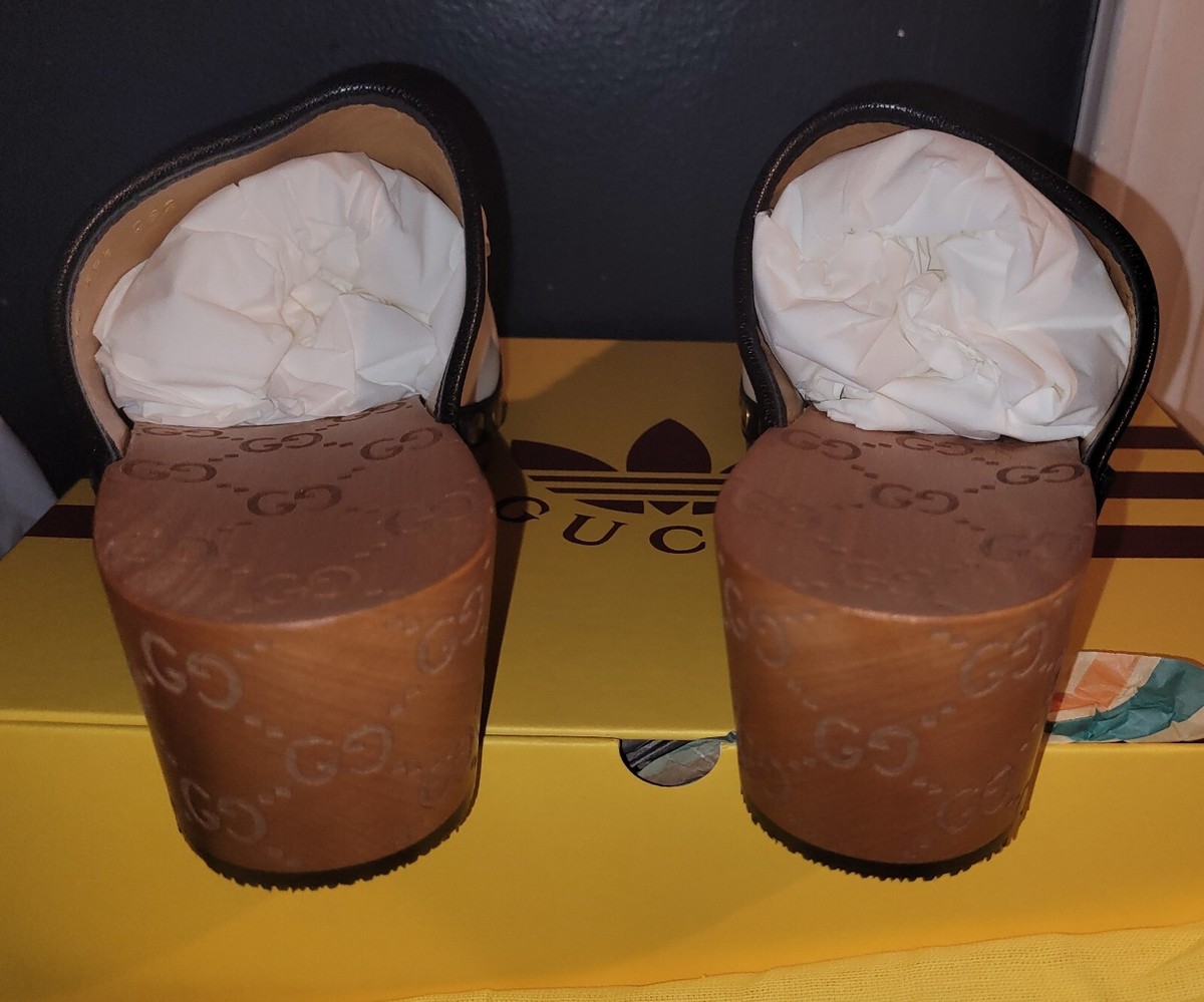 NEW GUCCI x ADIDAS™ WOMEN'S LEATHER HORSEBIT CLOG GUCCI 37.5
