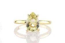 2 Ct Pear Cut Lab-Created Lemon Quartz Solitaire Engagement Ring 925 Silver