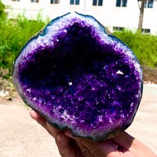 4.06LB Natural Amethyst geode quartz cluster crystal specimen Healing V505