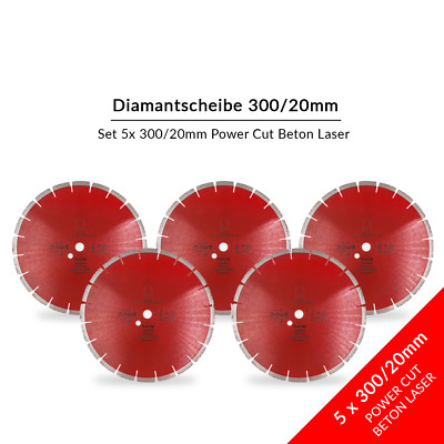Set 5 Stück Diamantscheibe Power Cut Beton Laser 300/20 mm