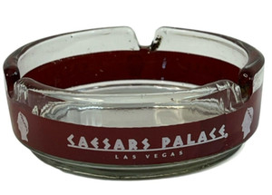 Caesars Palace Ashtray Las Vegas Clear Red Glass Caesar Lounge Eating Grapes