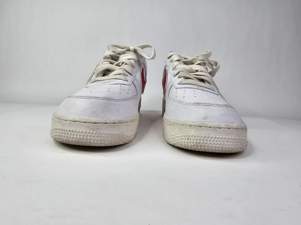 Nike Air Force 1 Low A02423-102 Men's White/White Gym Red Leather Shoes 12 - Image 3 of 4