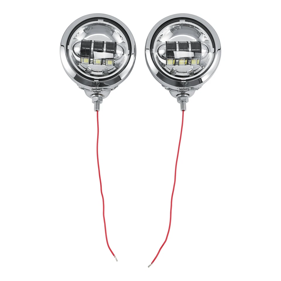 Pair 4-1/2" LED Fog Passing Light & Housing Bucket For Harley Electra Glide Dyna - Image 2 of 4