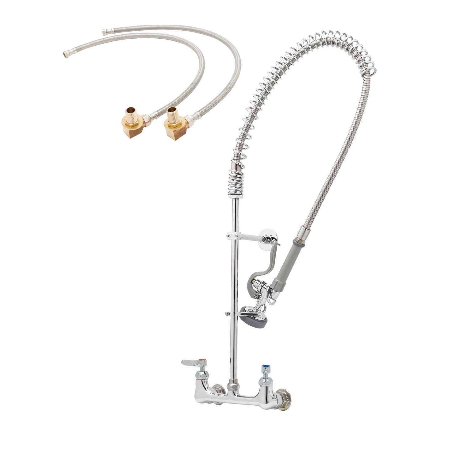 T&S Brass B-0133-CR-B-KIT Pre-Rinse 8" Wall Mounted Food Service Faucet (MZ42)