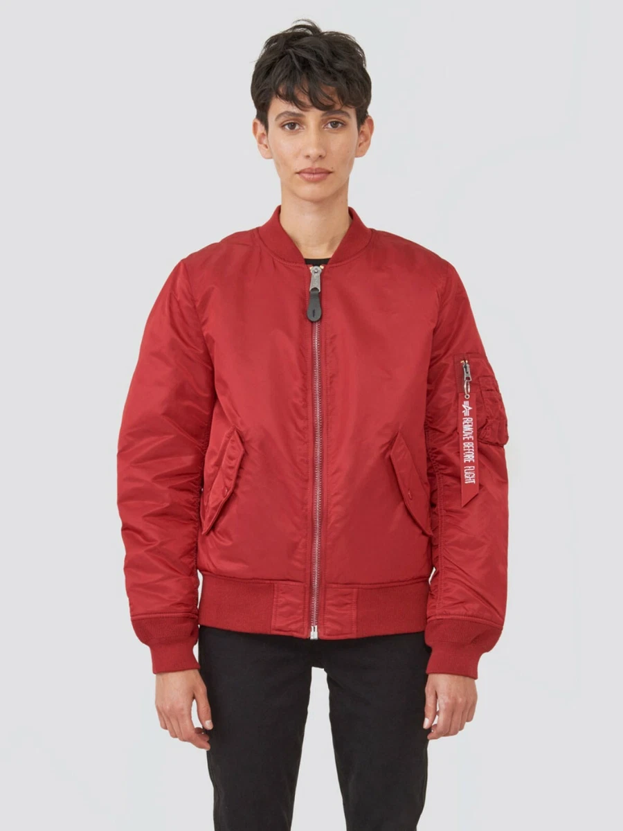 Alpha Industries MA-1 Red Nylon Reversible Bomber Flight Jacket Extra Small  New