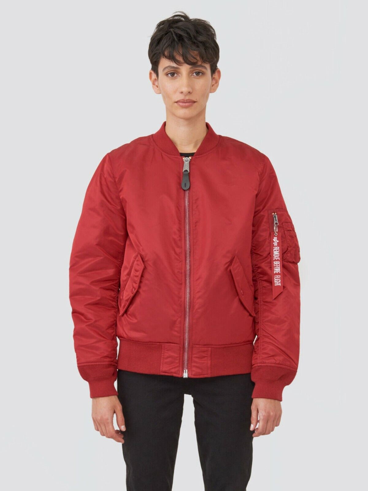 Alpha MA-1 Red Nylon Reversible Bomber Flight Extra New | eBay