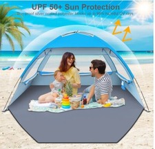 Beach Tent Shade Tent for 3 Person Sky Blue UPF 50 UV Protect, "NEW"