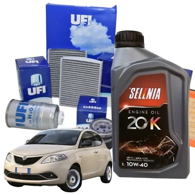 Kit Tagliando Lancia Ypsilon 1.2 312 3 Filtri Ufi 4 Lt Olio Selenia 20k Dal 2011