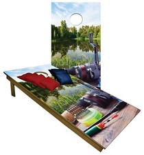 CORNHOLE Set BEANBAG TOSS GAME w Bags Fishing Lake Pond River Boat Boards