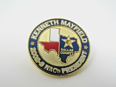 Kenneth Mayfield NACo President Pin 2002-03 Dallas County Texas State Map Lapel