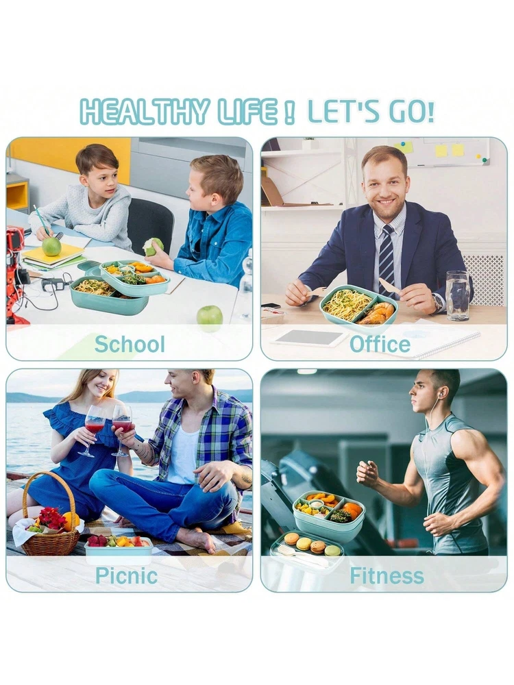 Bento Box Adult Lunch Box, Leak-proof Lunch Box with Lunch Bag