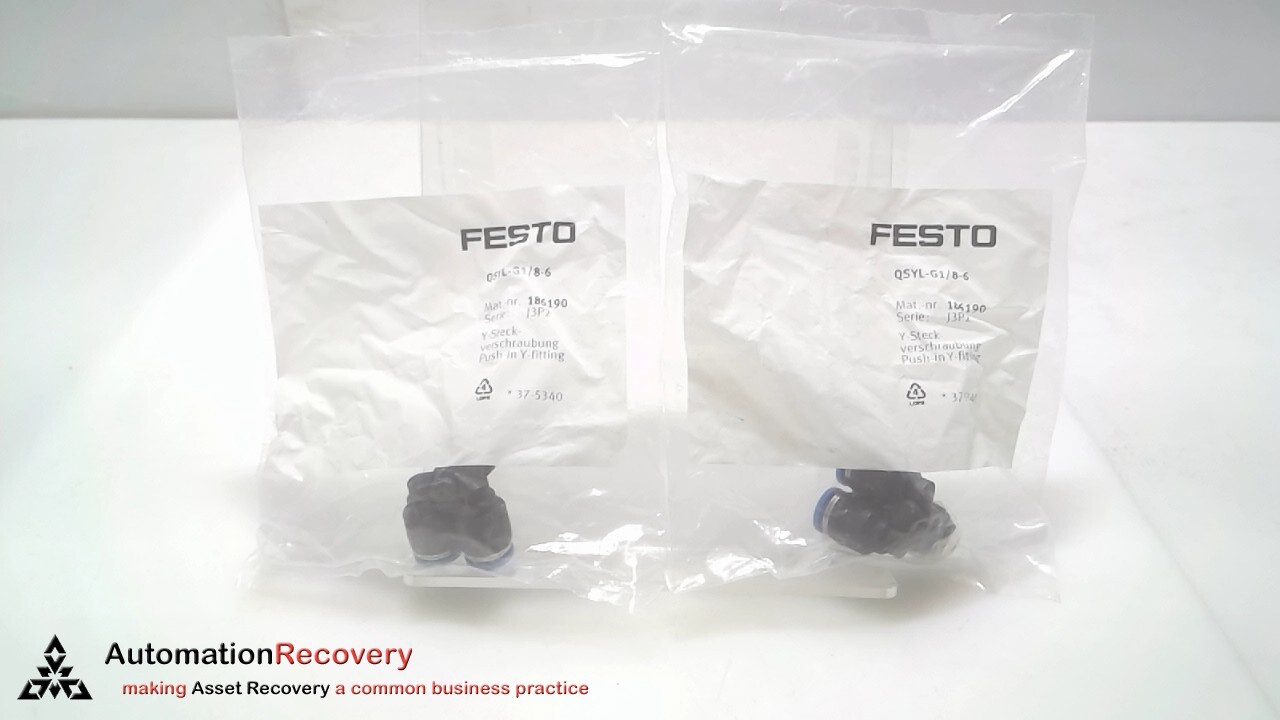 FESTO QSYL-G1/8-6 , PUSH-IN Y-FITTING, 186190, NEW #309294